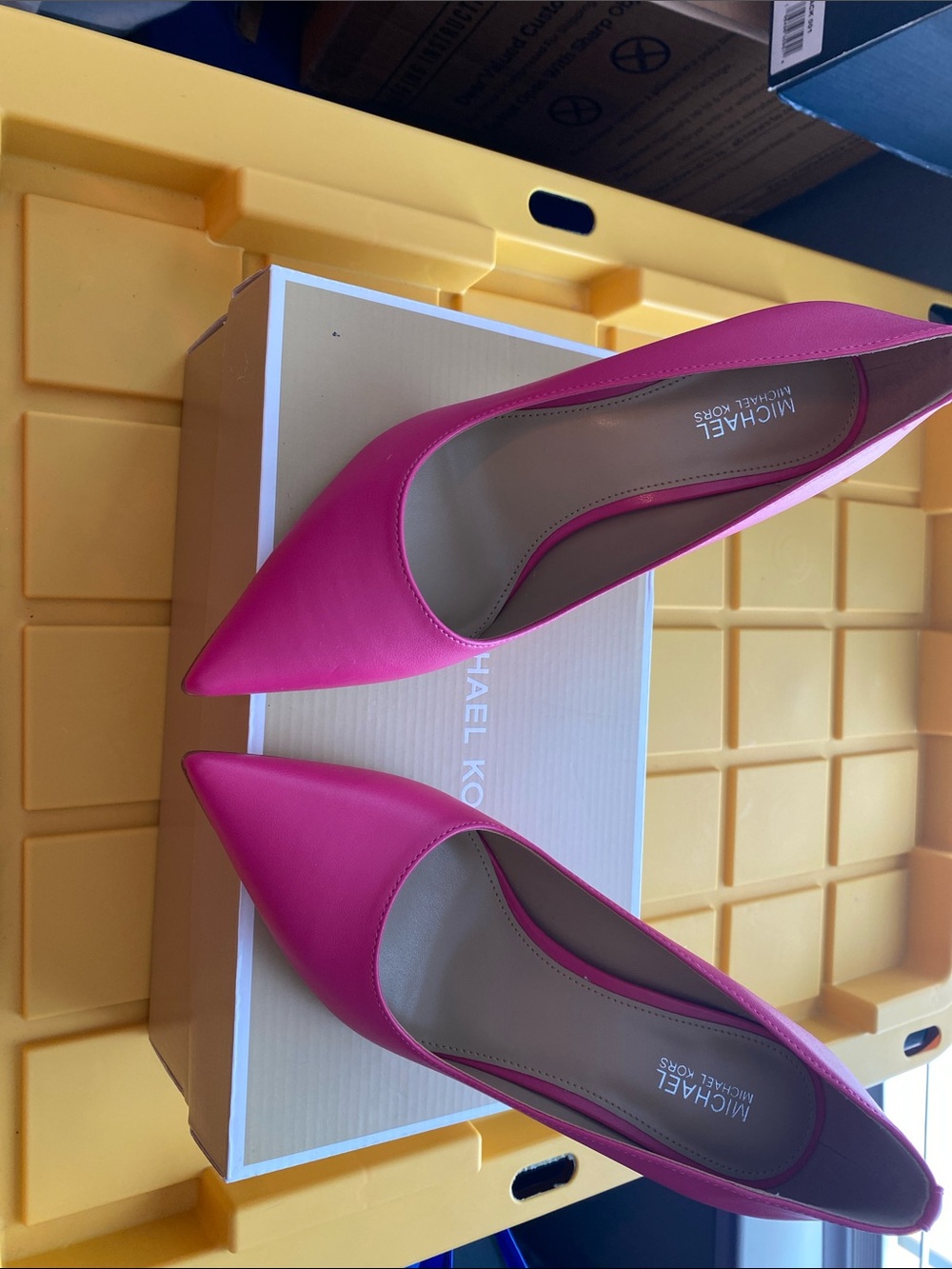 Michael Kors Pink Pointed-Toe Leather Pumps